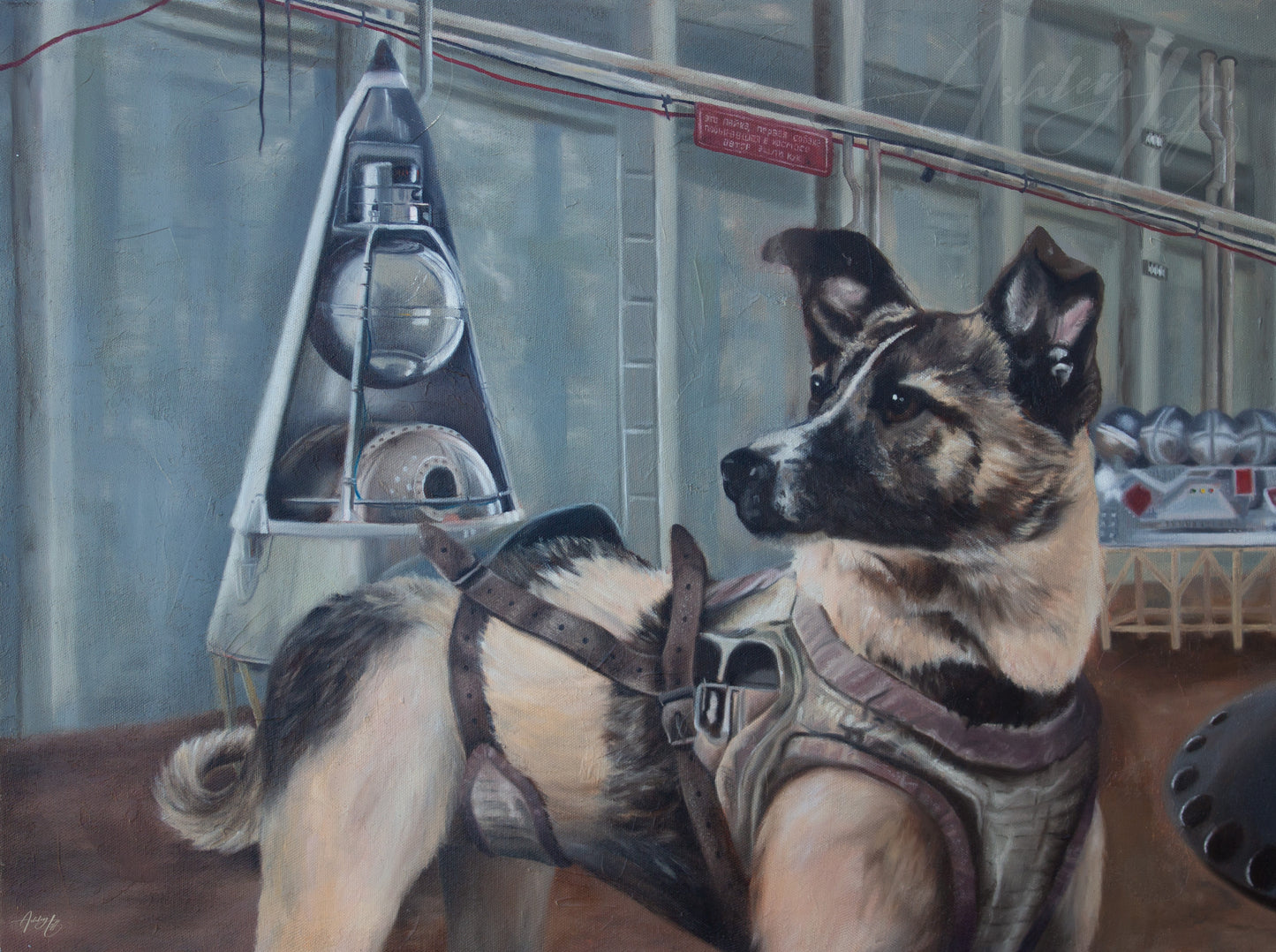 Laika, the First Dog in Space Oil Painting