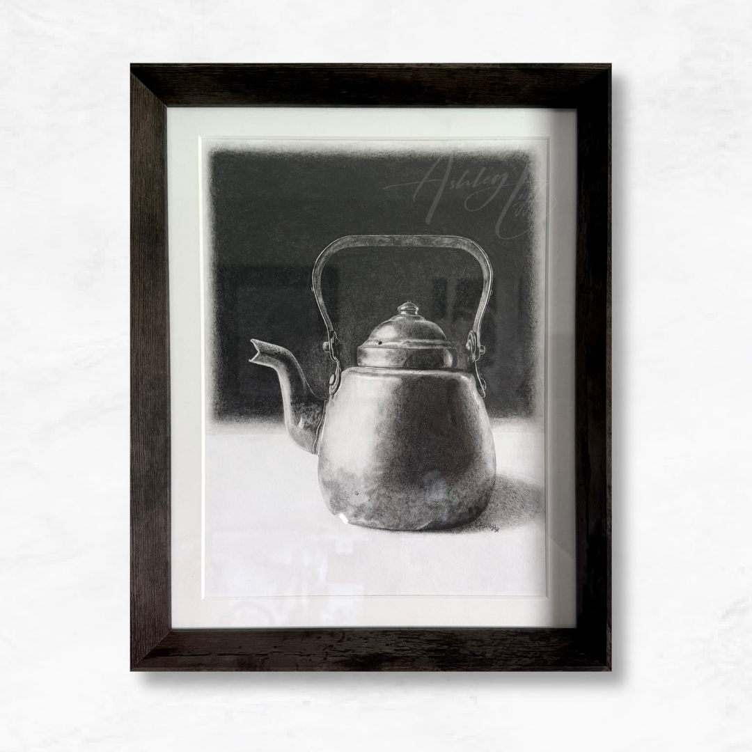 Vintage Teapot Graphite Drawing