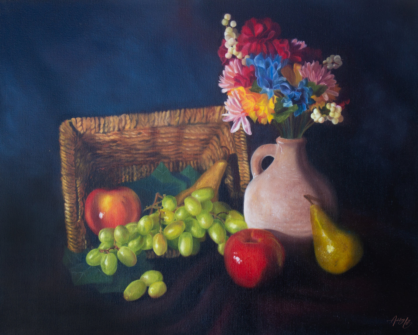 An Array of Blooms & Bountiful Fruit Oil Painting