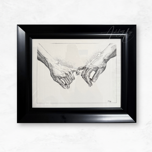 Pinkie Promise Pen & Ink Crosshatch | 11x14 | Black Frame