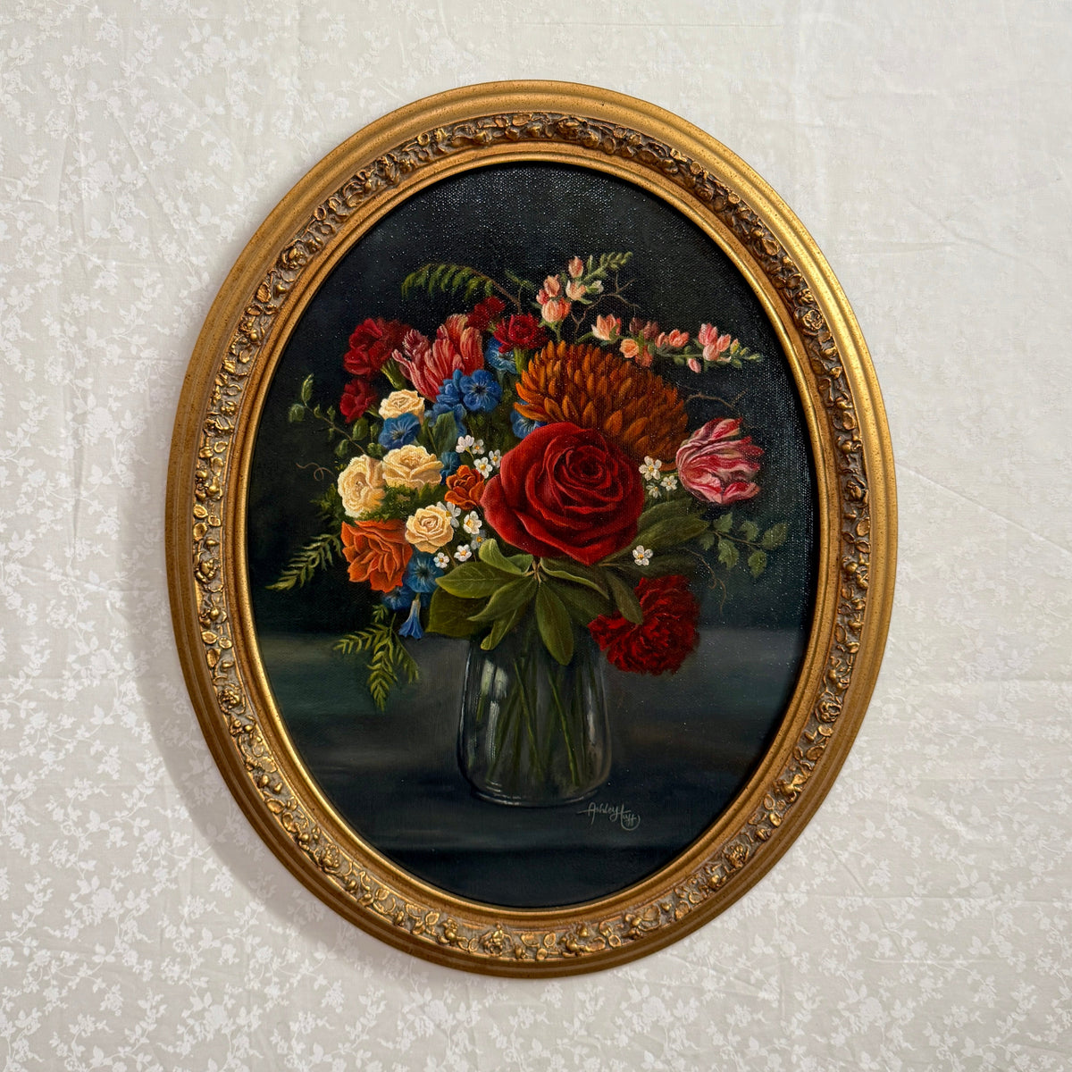 The Garden She Keeps | Oil Painting | 11x14 | Vintage Oval Frame