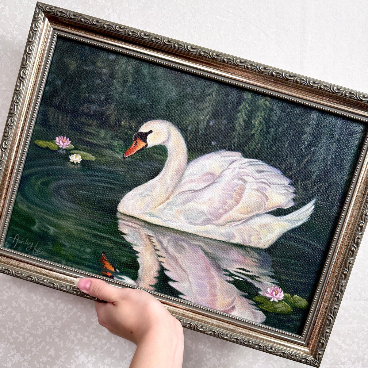 Beneath the Willows | Oil Painting | 11x16 | Ornate Champagne Frame