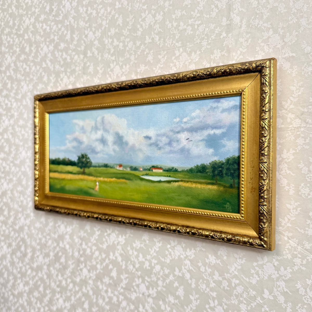 Waiting for You | Oil Painting | 5x12 | Vintage Gold Frame