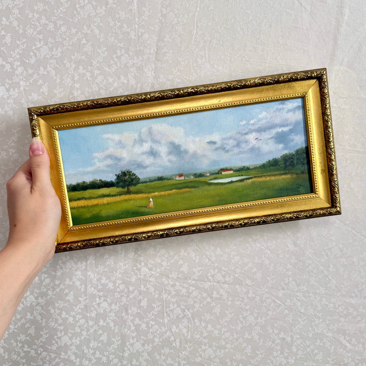 Waiting for You | Oil Painting | 5x12 | Vintage Gold Frame