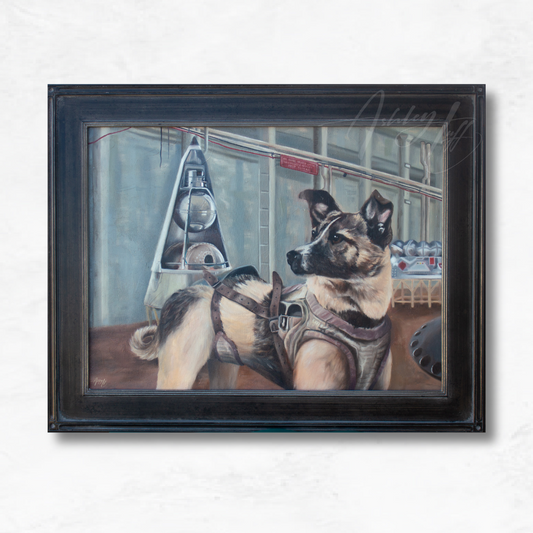 Laika, the First Dog in Space Oil Painting