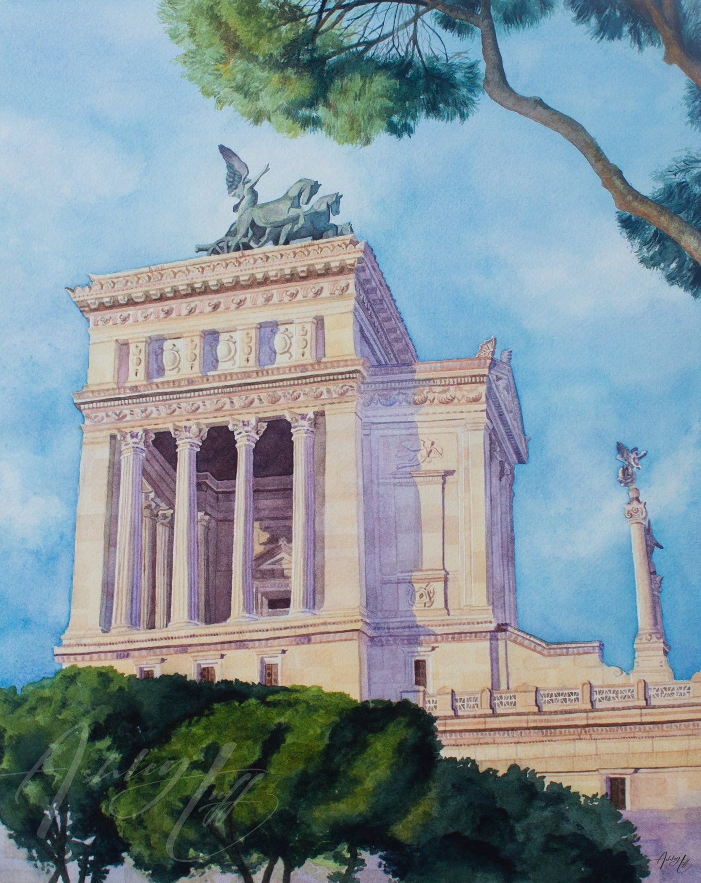 Victor Emmanuell II Monument in Rome, Italy Watercolor Painting