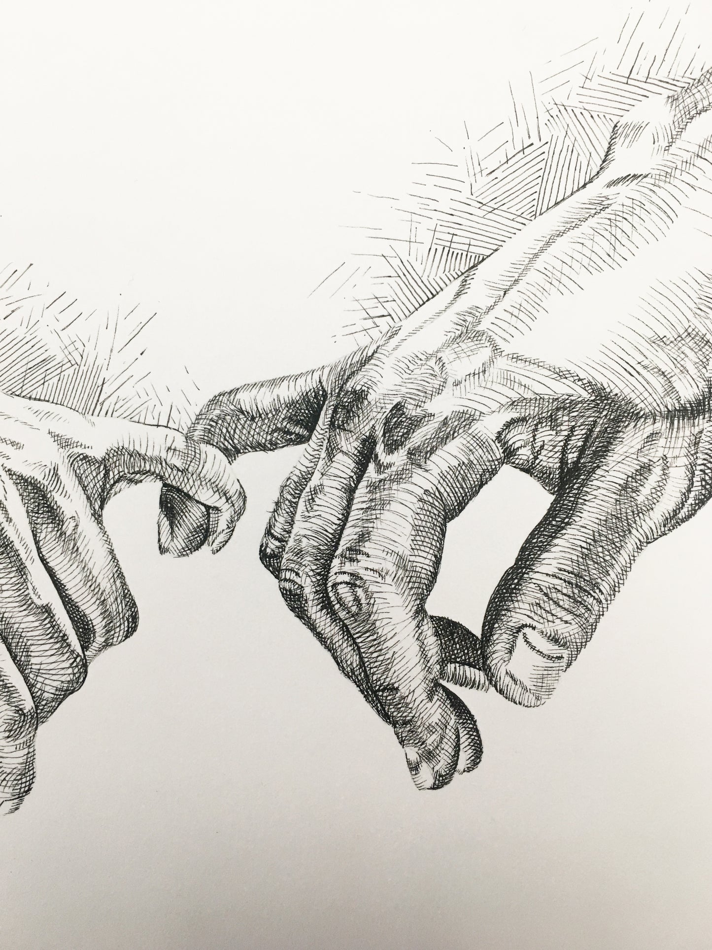Pinkie Promise Pen & Ink Crosshatch | 11x14 | Black Frame