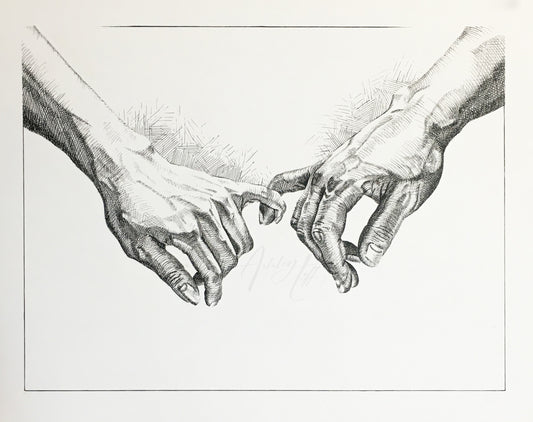 Pinkie Promise Pen & Ink Crosshatch | 11x14 | Black Frame