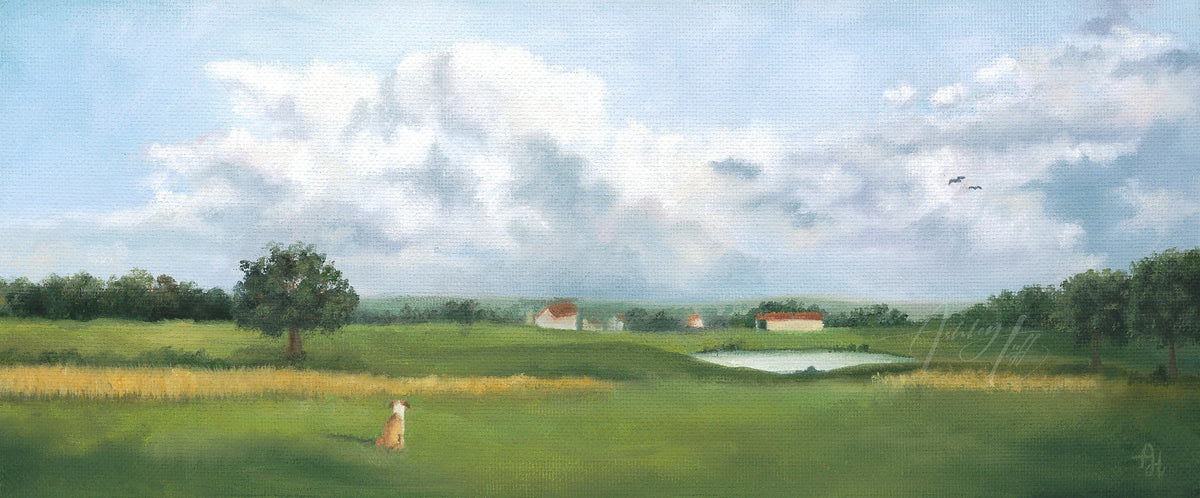 Waiting for You | Oil Painting | 5x12 | Vintage Gold Frame